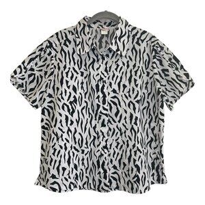 American Sweetheart~ Womens~ Black White Zebra Print ~XL Open-Sleeve  Shirt